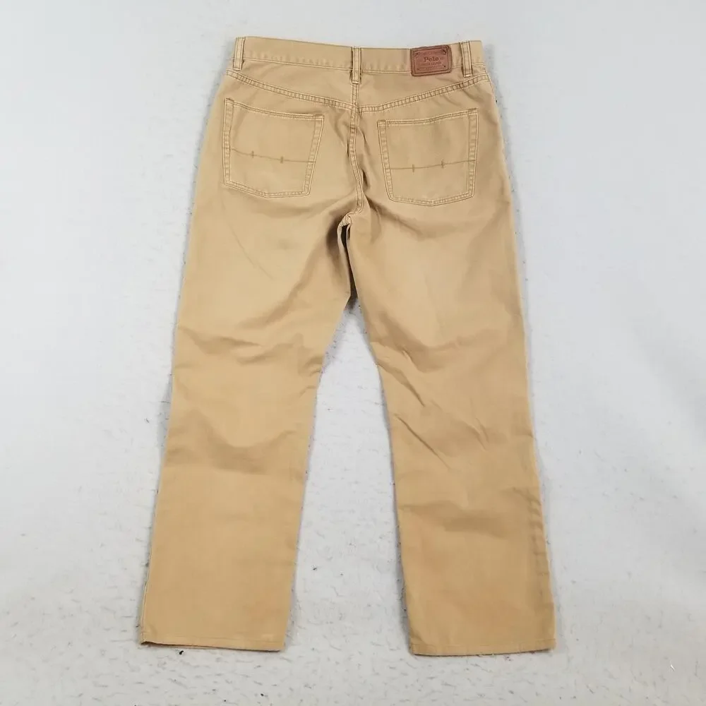 Polo Ralph‎ Lauren Authentic Dungarees Jeans Mens 36x32 Beige Straight Denim